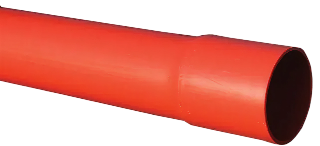 PVC kabelbeschermingsbuis 125 x 3,7 mm, Rood, L= 6 m + L-mof