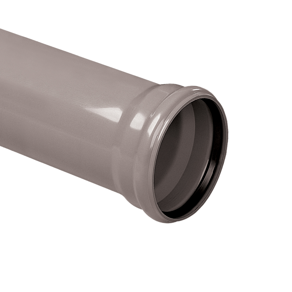 PVC buis 200 mm, grijs, SN4, manchet mof, L = 5 mtr