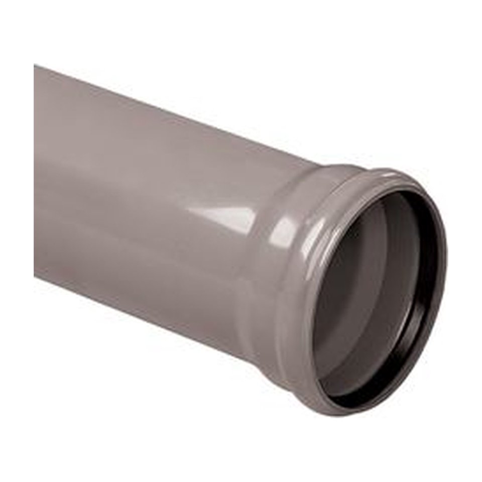PVC buis 125 mm, grijs, SN4, manchet mof, L = 5 mtr